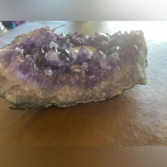 Real Purple Amethyst Candle Holder Accents - Picture 3 of 4